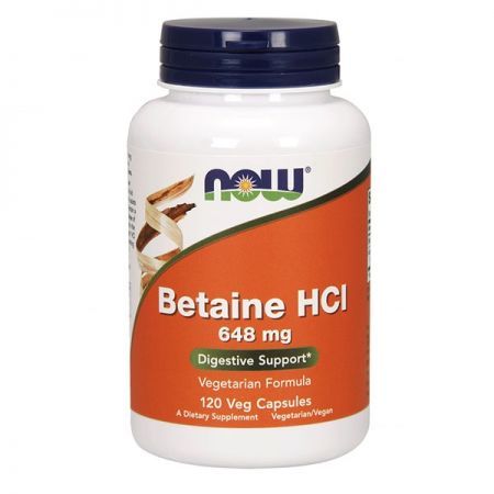NOW Betaine HCL 648 mg 120 kapsułek