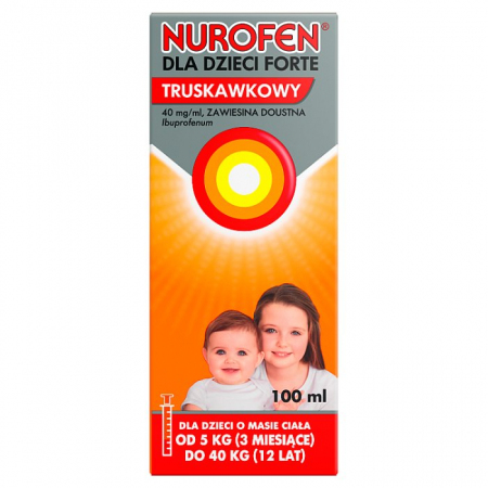 Nurofen dla dzieci Forte ibuprofen zawiesina 200 mg na 5 ml o smaku truskawkowym 100 ml leki przeciwbólowe