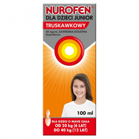 Nurofen dla dzieci Junior truskawkowy leki przeciwbólowe 100 ml ibuprofen