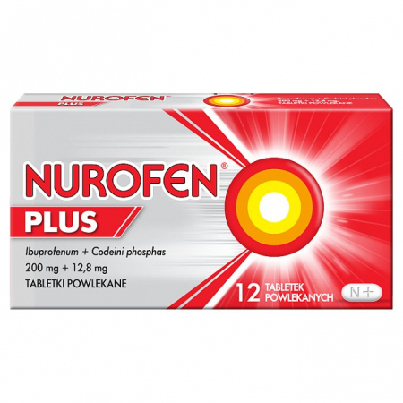 Nurofen Plus ibuprofen 200 mg + kodeina 12,8 mg tabletki powlekane, 12 szt.