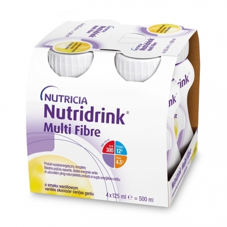 Nutridrink Multi Fibre preparat odżywczy o smaku waniliowym płyn, 4 x 125 ml