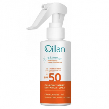 Oillan Sun ochronny spray do twarzy i ciała SPF50, 125 ml