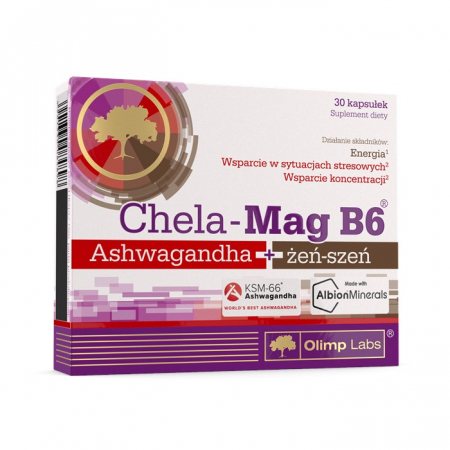 Olimp Chela-Mag B6 Ashwagandha + żeń-szeń kapsułki, 30 szt.