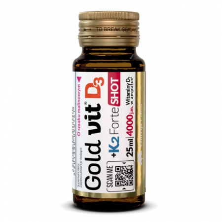Olimp Gold-Vit D3+K2 Forte shot o smaku malinowym, 25 ml