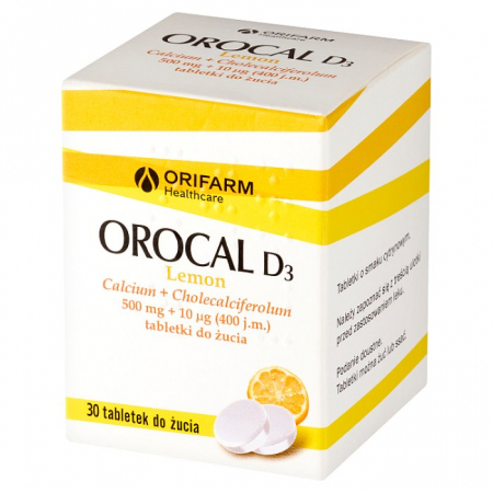 Orocal D3  Lemon (smak cytrynowy) 30 tabl.