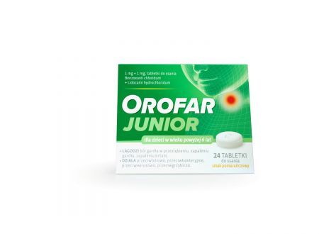 Orofar Junior (smak pomarańczowy) 24 tabletki do ssania