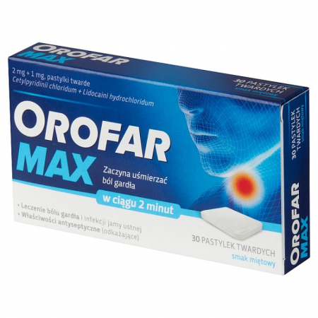 Orofar Max (smak miętowy) 30 pastylek do ssania