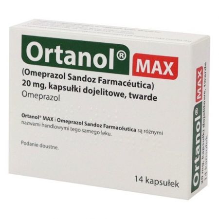 Ortanol Max 20mg 14 kapsułek dojelitowych Import równoległy