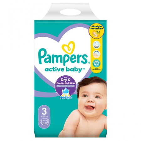 Pampers Active Baby 3 pieluszki rozmiar ( 6-10kg), 152 szt.