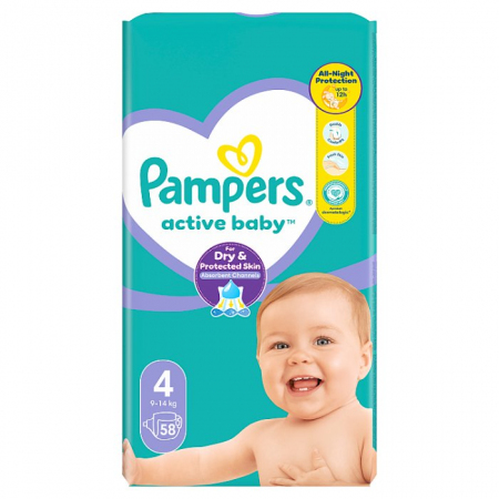 Pampers Active Baby 4 (9-14kg) 58 szt.
