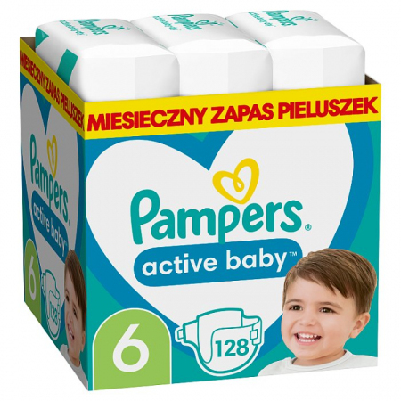 Pampers Active Baby 6 pieluszki rozmiar od 13 do 18 kg, 128 szt.