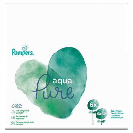 PAMPERS Aqua Pure chusteczki nawilżane 3 x 48 szt. (WKład)