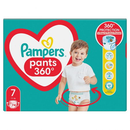 Pampers Pants 7 pieluchomajtki rozmiar XXL (17kg+), 74 szt.