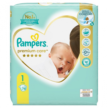 Pampers Premium Care Newborn 1 (2-5kg) 78 szt.