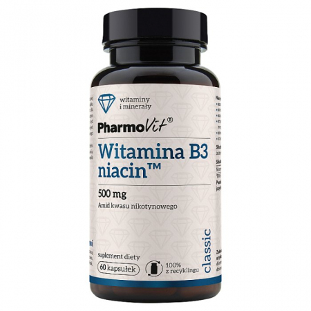 PHARMOVIT Witamina B3 niacyna 500 mg 60 kapsułek