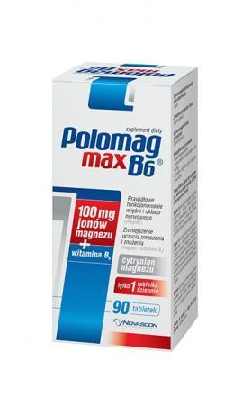 Polomag B6 MAX 90 tabletek  / cytrynian magnezu