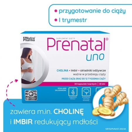 Prenatal Uno kapsułki z witaminami w planowaniu i 1. trymestrze ciąży, 30 szt.