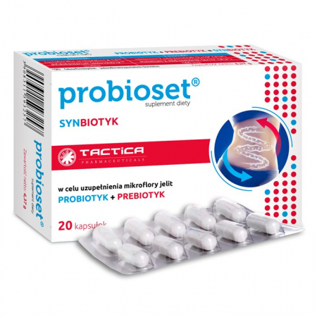 Probioset kapsułki synbiotyk (probiotyk + prebiotyk), 20 szt.