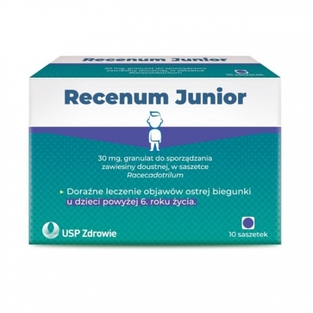 Recenum Junior saszetki na biegunkę dla dzieci powyżej 6 lat, 10 szt.