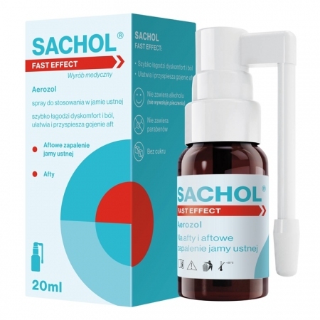 Sachol Fast Effect aerozol łagodzący objawy aft, 20 ml