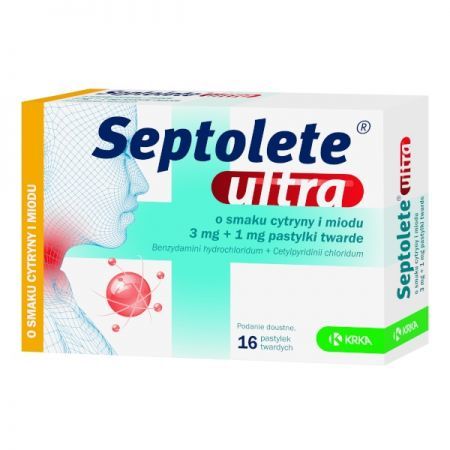 Septolete Ultra (smak cytryna, miód) 16 pastylek do ssania
