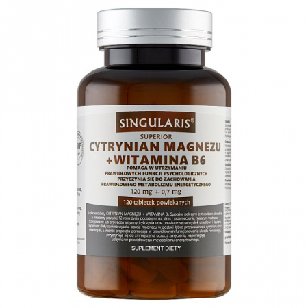 SINGULARIS Cytrynian magnezu + B6 120 tabletek powlekanych