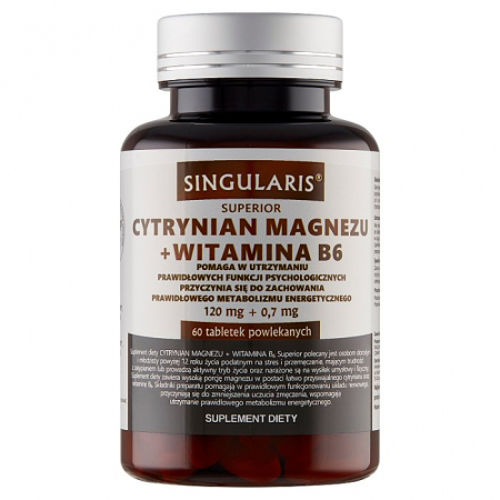 SINGULARIS Cytrynian magnezu + B6 60 tabletek powlekanych
