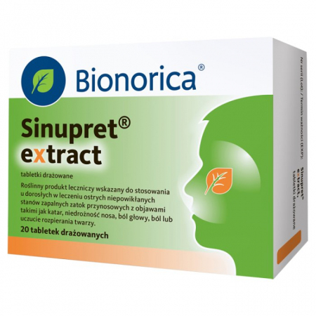 Sinupret extract 160 mg tabletki drażowane na zatoki, 20 szt.