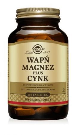 SOLGAR Wapń,Magnez plus Cynk 100 tabletek