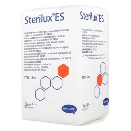 Sterilux ES kompresy niejałowe 10 cm x 10 cm 17-nitkowe 12-warstwowe 100 szt.