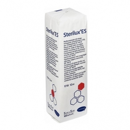 Sterilux ES kompresy niejałowe 5 cm x 5 cm 17-nitkowe 12-warstwowe 100 szt.