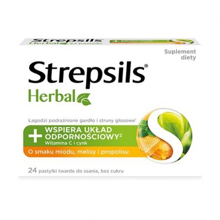 Strepsils Herbal o smaku miodu, melisy i propolisu 24 pastylki