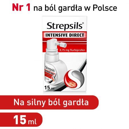 Strepsils spray na ból gardła Intensive Direct 15 ml silny ból aerozol