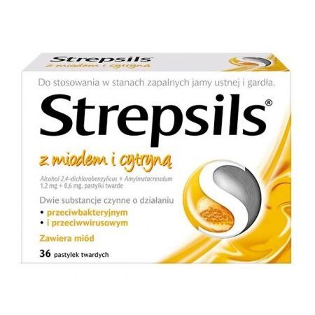 Strepsils tabletki do ssania na ból gardła z Miodem i Cytryną 36 pastylki