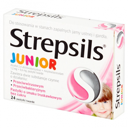 Strepsils tabletki na ból gardła dla dzieci Junior 24 pastylki od 6 lat