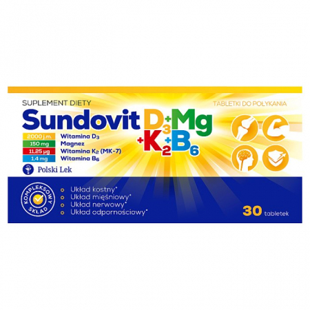 Sundovit D3 + Mg + K2 + B6 30 tabletek