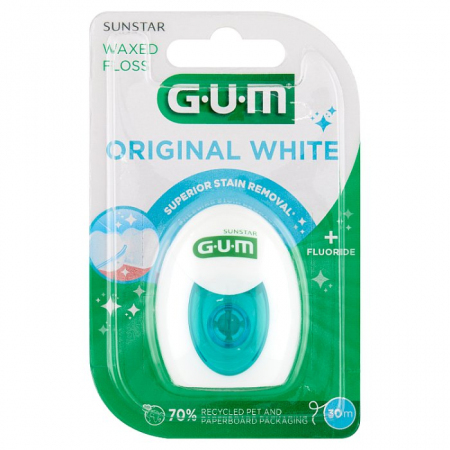 SUNSTAR GUM Orginal White Nić dentystyczna woskowana 30 m
