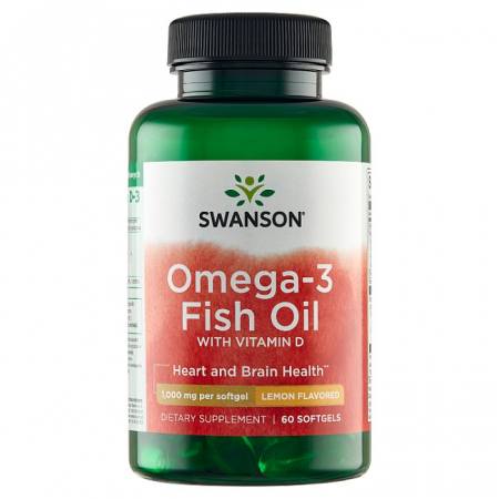 SWANSON Omega-3 Fish Oil Lemon 60 kapsułek