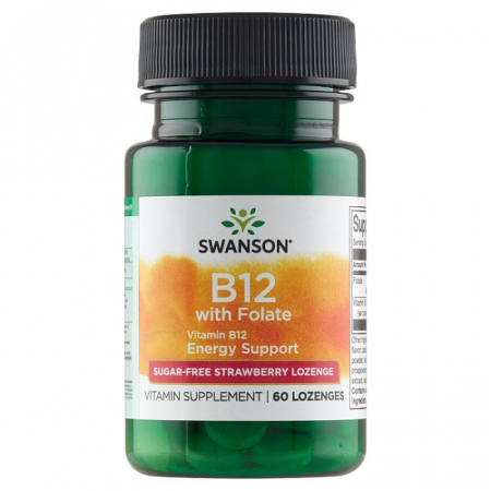 SWANSON Vitamin B-12 + Folic Acid 60 tabletek do ssania