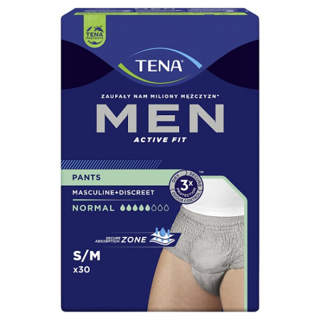 TENA Men Pants Normal Grey S/M Majtki chłonne 30 szt.