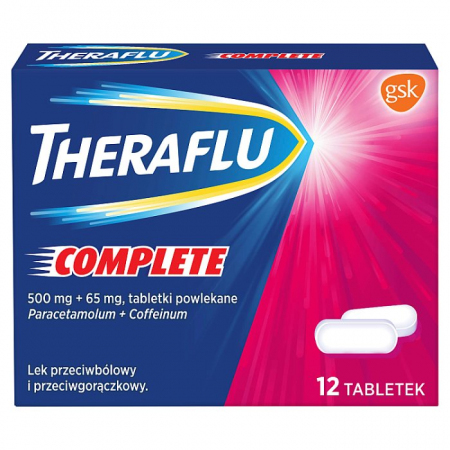 Theraflu Complete tabletki powlekane przeciwbólowe i przeciwgorączkowe, 12 szt.