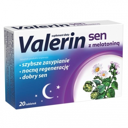 Valerin Sen z melatoniną tabletki na trudności w zasypianiu, 20 szt.