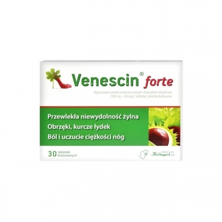 Venescin forte tabletki drażowane na obrzęki nóg i żylaki, 30 szt.