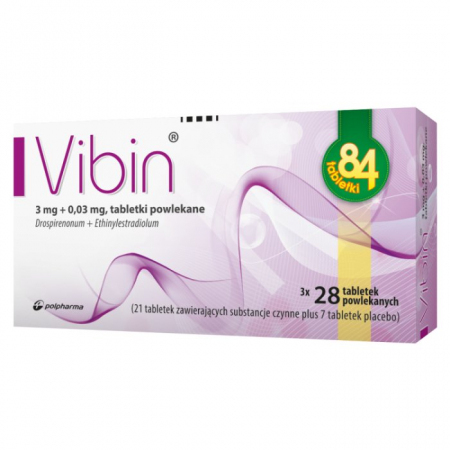 Vibin 0,03 mg + 3 mg tabletki powlekane antykoncepcyjne, 84 szt.