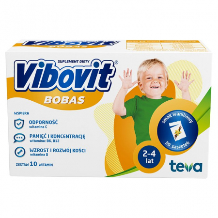 Vibovit BOBAS waniliowy 30 saszetek z proszkiem do sporządzenia roztworu/Witaminy dla dzieci