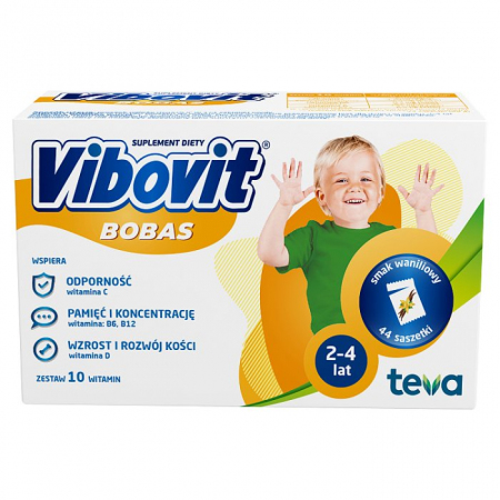 Vibovit BOBAS waniliowy 44 saszetek z proszkiem do sporządzenia roztworu / Witaminy dla dzieci