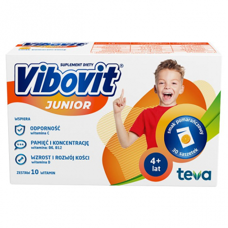 Vibovit JUNIOR pomarańczowy 30 saszetek z proszkiem do sporządzenia zawiesiny/ Witaminy dla dzieci