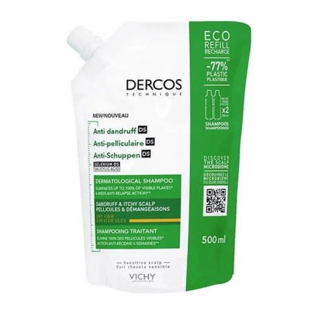 Vichy Dercos DS szampon przeciwłupieżowy do włosów suchych refill, 500 ml
