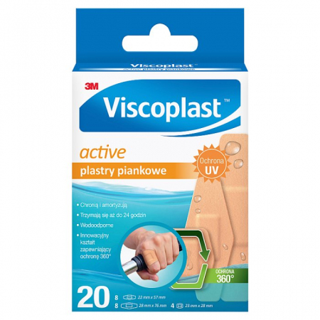 Viscoplast Active amortyzujące wodoodporne plastry piankowe, 20 szt.