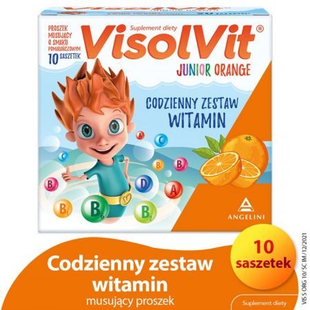VisolVit Junior Orange musujący proszek o smaku pomarańczowym 10 saszetek